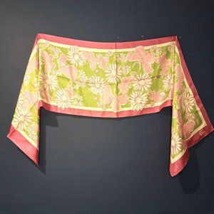 Lily Pulitzer Pink and Green Silk Scarf, Breast Cancer Awareness